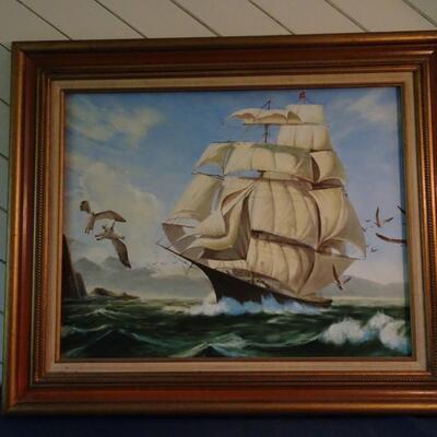 LOT 118. SHIP SCENE ART