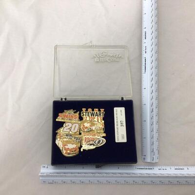 122) NASCAR | Signed Tony Stewart Plaque, Knife, and Pin Set