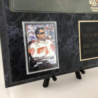 122) NASCAR | Signed Tony Stewart Plaque, Knife, and Pin Set