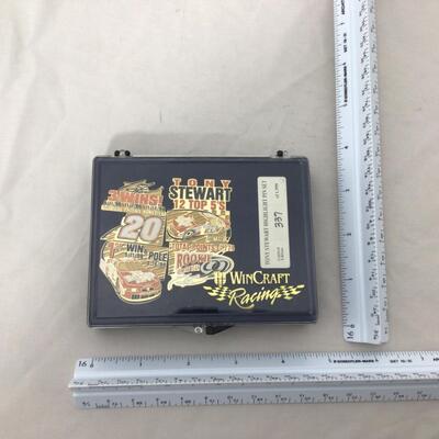122) NASCAR | Signed Tony Stewart Plaque, Knife, and Pin Set