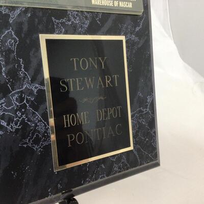122) NASCAR | Signed Tony Stewart Plaque, Knife, and Pin Set