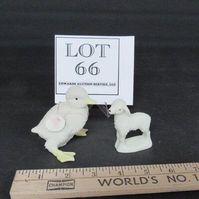 2 Vintage 1990s Dept 56 Easter Items, Duck and Lamb
