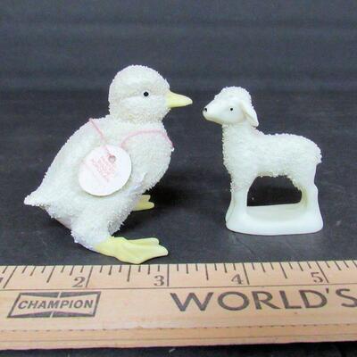 2 Vintage 1990s Dept 56 Easter Items, Duck and Lamb