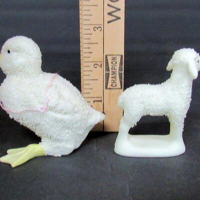 2 Vintage 1990s Dept 56 Easter Items, Duck and Lamb