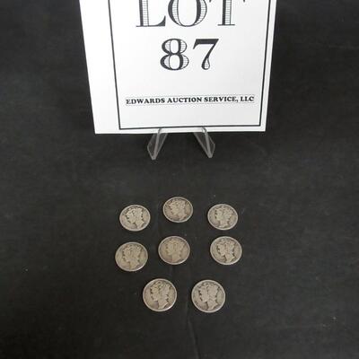 Lot of 8 Silver Mercury Dimes, Random Dates