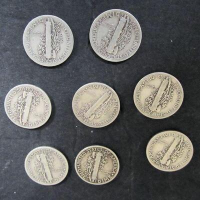 Lot of 8 Silver Mercury Dimes, Random Dates