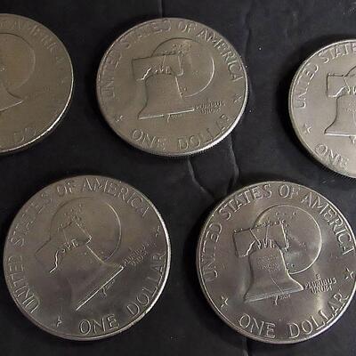 Lot of 5 Bicentennial Ike Dollar Coins, Eisenhower