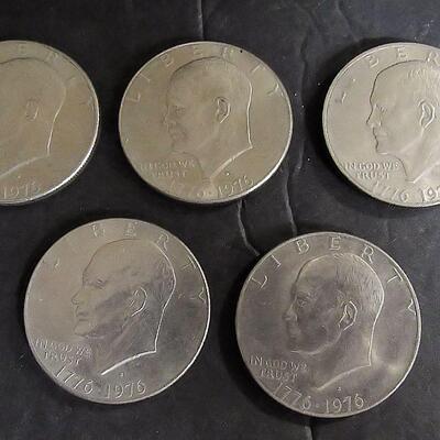 Lot of 5 Bicentennial Ike Dollar Coins, Eisenhower