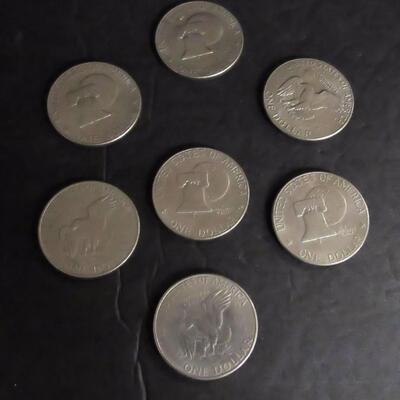 Lot of 7 Ike Dollars, Eisenhower, 1972, 1976, 1977
