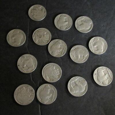 Lot of 14 Full Date Buffalo Nickels, Random Dates Including 1935, 36, 37