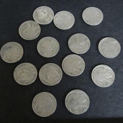 Lot of 14 Full Date Buffalo Nickels, Random Dates Including 1935, 36, 37