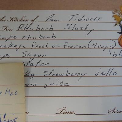 Pinewood Recipe Box 4" W x 7" L x 5"  Includes Home Made Recipes...Yummy!