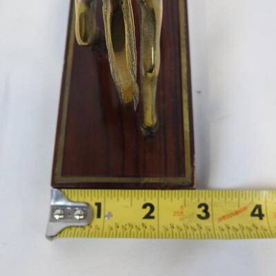 Brass Carousel Horse on a Laminate Wood Stand.  Weighted Base