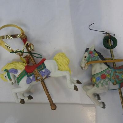 13 pc Carousel Animal Ornaments:  Horses, Elephant, Tiger, Santa & Elf on Horses