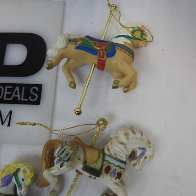 13 pc Carousel Animal Ornaments:  Horses, Elephant, Tiger, Santa & Elf on Horses