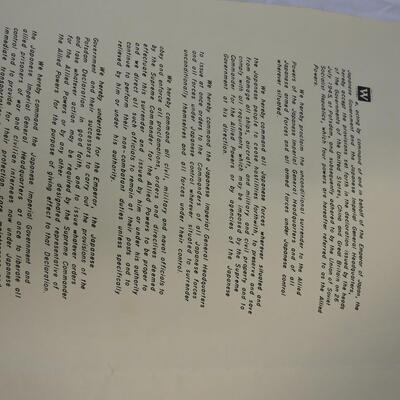 1995 Copy Titled "INSTRUMENT OF SURRENDER" Signed in Tokyo Bay Japan 2 SEPT 1945