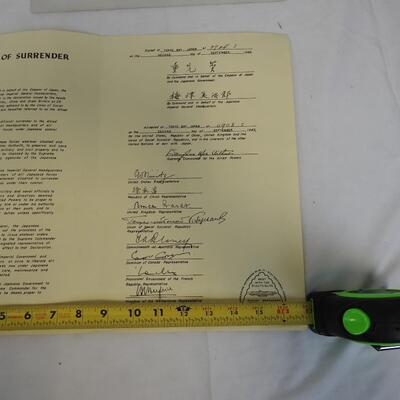 1995 Copy Titled "INSTRUMENT OF SURRENDER" Signed in Tokyo Bay Japan 2 SEPT 1945