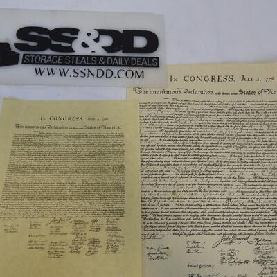 4 Sheets -"In CONGRESS, JULY 4, 1776K Declaration of the 13 USA" Parchment Style