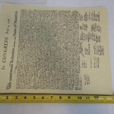 4 Sheets -"In CONGRESS, JULY 4, 1776K Declaration of the 13 USA" Parchment Style