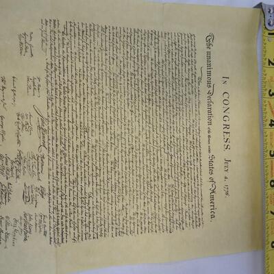 4 Sheets -"In CONGRESS, JULY 4, 1776K Declaration of the 13 USA" Parchment Style
