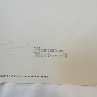 2 Prints Pencil Drawings By Norman Rockwell from Massachusetts Life Ins Co.