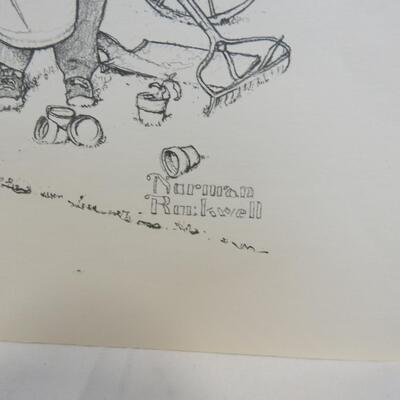 2 Prints Pencil Drawings By Norman Rockwell from Massachusetts Life Ins Co.