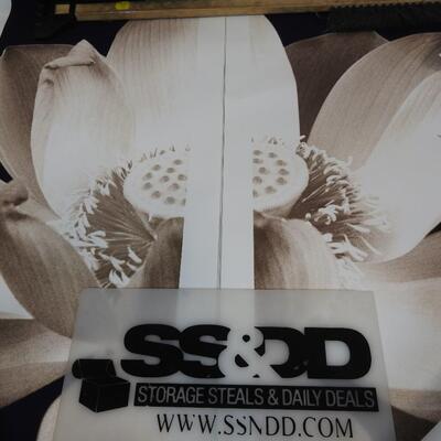 4 Canvases Combine to Create A Sunflower Picture Beige and Blue 14.5" x 34"