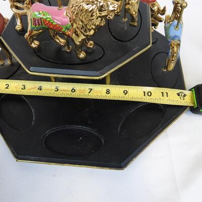 11 Pc Faberge Golden Carousel Includes 2 Tier Base. Some items are broken.
