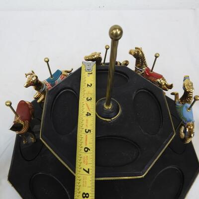 11 Pc Faberge Golden Carousel Includes 2 Tier Base. Some items are broken.