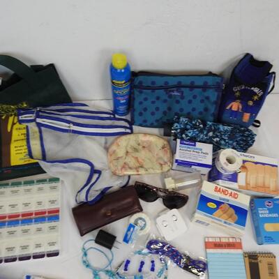 28 Pc Personal Care Items: Bandages, Eyeglass Cords Pill Box for 4X a Day, etc