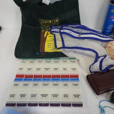 28 Pc Personal Care Items: Bandages, Eyeglass Cords Pill Box for 4X a Day, etc