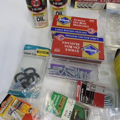 25+ Home Improvement Lot; Light Bulbs, Tools, Screws, 3-in-One Oil.