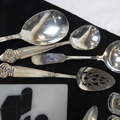 23 pc Lot:  5 Crystal Glasses,Candy Dishes, S & P Shakers, Serving Utensils.