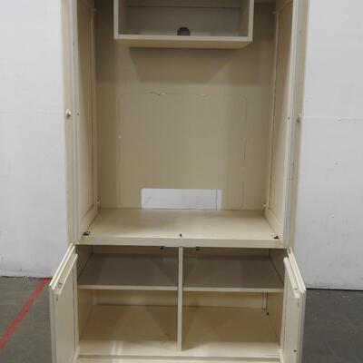 TV Cabinet/Wardrobe/Armoire - Cream Colored. See Pictures for Damage.