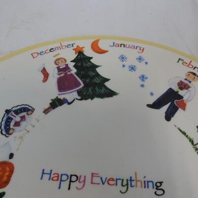 Happy Everything Platter, 15in, Months W/Seasonal/Holiday Designs, Small Chip
