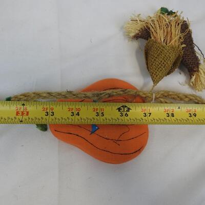 Fall/Halloween Lot: Ceramic Plate 9in, Garland 40in, Resin/Foam Pumpkin,Basket