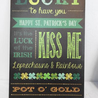 3 Pc St Patrick's Decor: 12x20 Canvas, 16x13 Wood w/ Glass, 9x11 W/Metal Frame