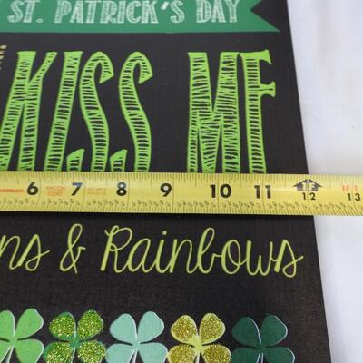 3 Pc St Patrick's Decor: 12x20 Canvas, 16x13 Wood w/ Glass, 9x11 W/Metal Frame