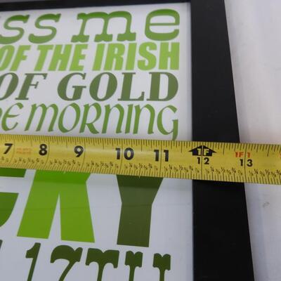 3 Pc St Patrick's Decor: 12x20 Canvas, 16x13 Wood w/ Glass, 9x11 W/Metal Frame