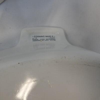 5 PC Corningware Cornflower Dish Lot: 2 W/ Lids, 7x5 1/2in, 1 Quart, 1 1/2 Quart