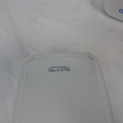 5 PC Corningware Cornflower Dish Lot: 2 W/ Lids, 7x5 1/2in, 1 Quart, 1 1/2 Quart