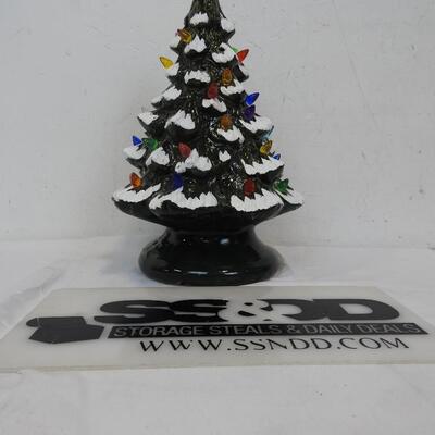12 In Ceramic Tree: Green/White W/Bulbs, Needs Replacement Bulbs/Light W/ Cord