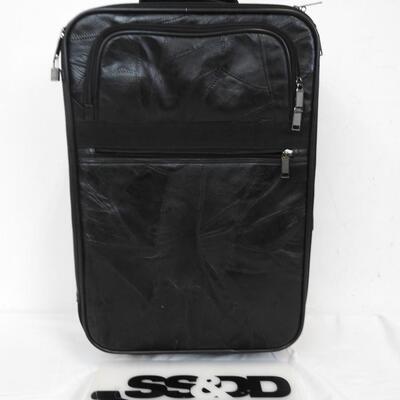 19in Luggage w/ Wheels & Adjustable Locking Handle, Black, Good Condition
