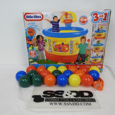 Little Tikes Slam Dunk Big Ball Pit w/20 Balls + Basketball,Opened Box, UNTESTED