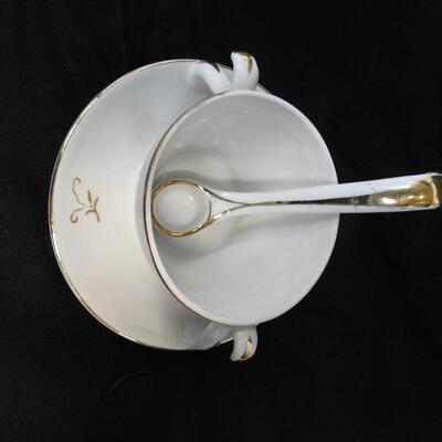 5pc Anniversary Lot: 50th Anniversary Dish, Napkin Rings,  Sugar Dish w/Spoon