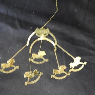 Carousel Horse Ornament Lot: 7pcs, Clear Plastic, Thin Metal Mobile-Style