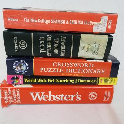 5 Books: Medical Dictionary, Webster's Dictionary, Crossword Puzzle Dictionary,