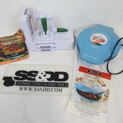 Two Cooking Machines: Bella Cake Pop /Donut Hole Maker, Veggetti Spaghetti Maker