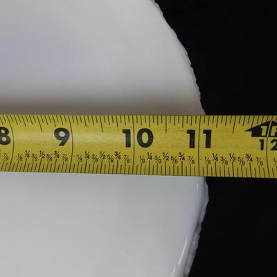 Milk Glass 3pc Set: 11 1/2 x 5 1/2 tall Cake Stand, (2) 3 1/2in Candlesticks
