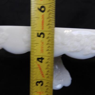 Milk Glass 3pc Set: 11 1/2 x 5 1/2 tall Cake Stand, (2) 3 1/2in Candlesticks